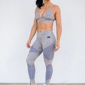 Women’s Purple Marble and Mesh Leggings & Sports Bra Activewear Set